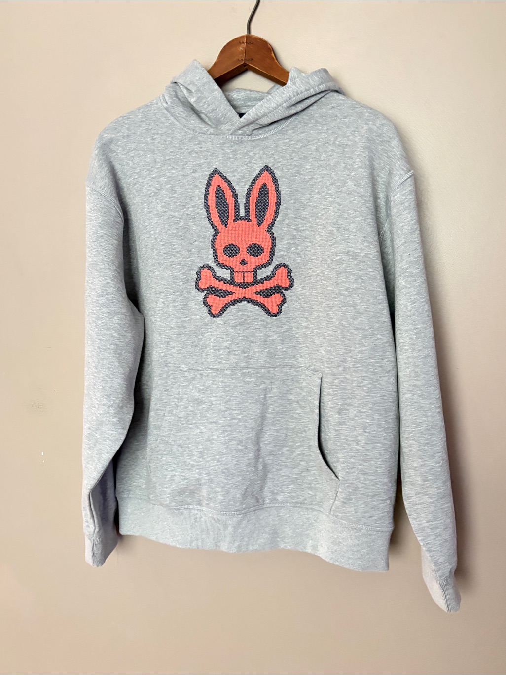 Psycho Bunny Gray Fleece Lined Lancaster Hooded Sweatshirt Sz S/M Streetwear Euc